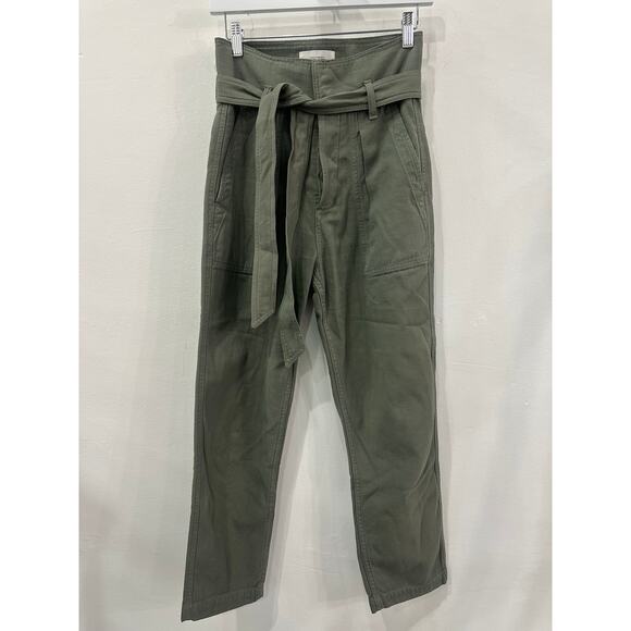 Citizens of Humanity Noelle Cotton Belted Cargo Crop Pants Green Women's Size 24 - Picture 2 of 7